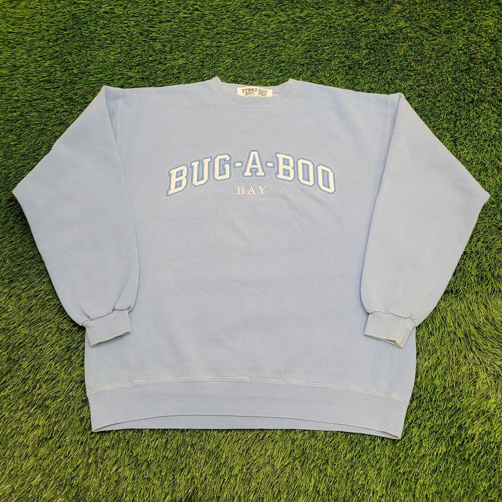 Vintage 90s Bug-A-Boo Sweatshirt Women Medium 23x26 Blue USA